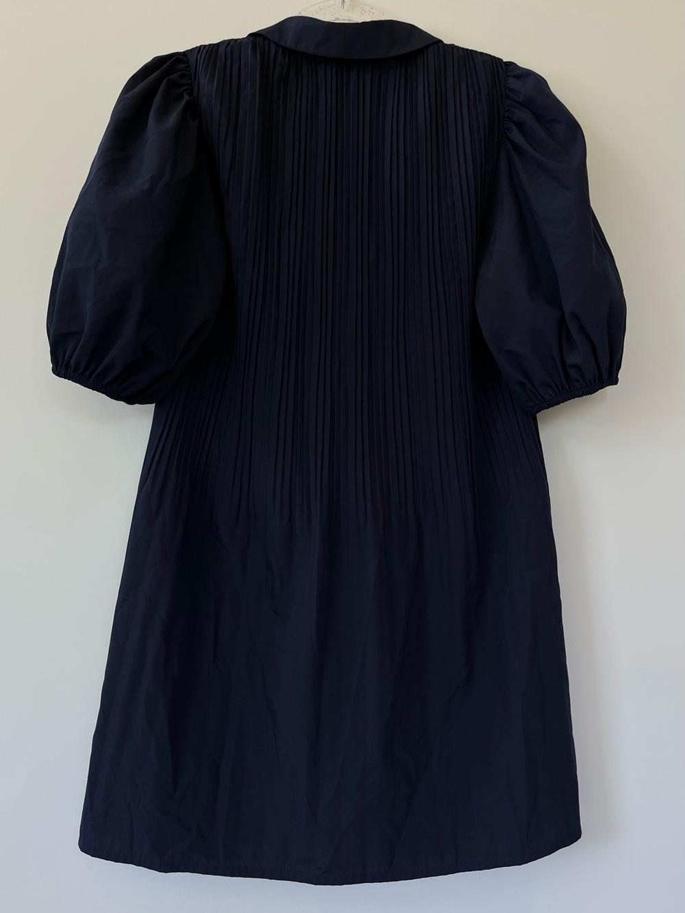 Maje Rockina Navy Pleated 
Button-Front Puff-Sleeve Mini Dress - Picture 7 of 16